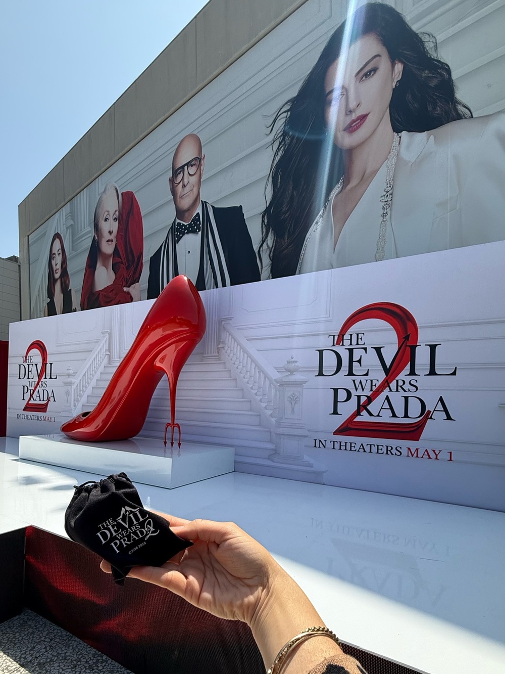 Devil Wears Prada 2 black hair clip and matching storage bag